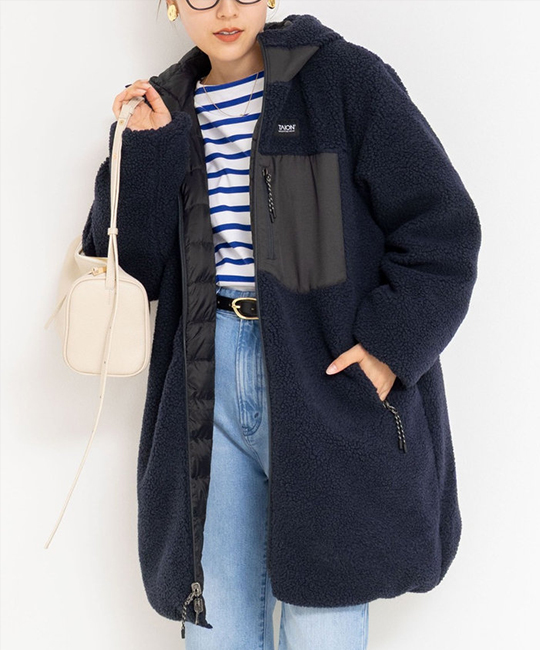 【ノーリーズ】◇【WEB限定】【TAION/タイオン】別注ボア×ダウンフードコート(リバーシブル)