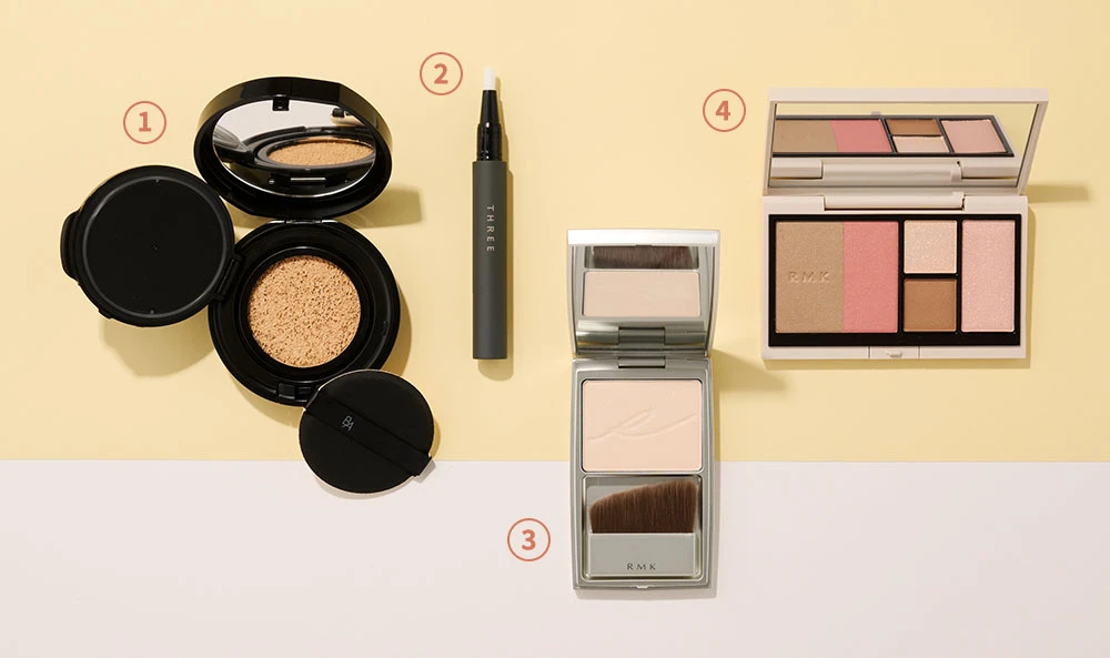 メイク直しのやり方を紹介するのに使用するメイク道具一覧