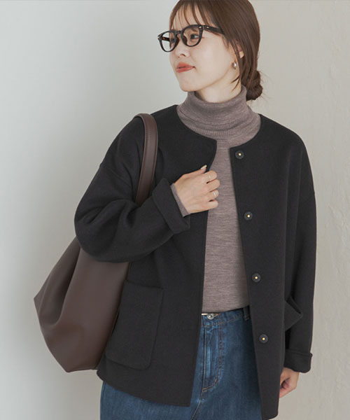 ウールリバーノーカーラミドルコート