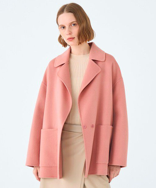 プレミアムウールリバー オープンカラーショートコート