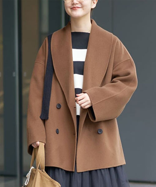 Super160 ショールカラーハーフコート