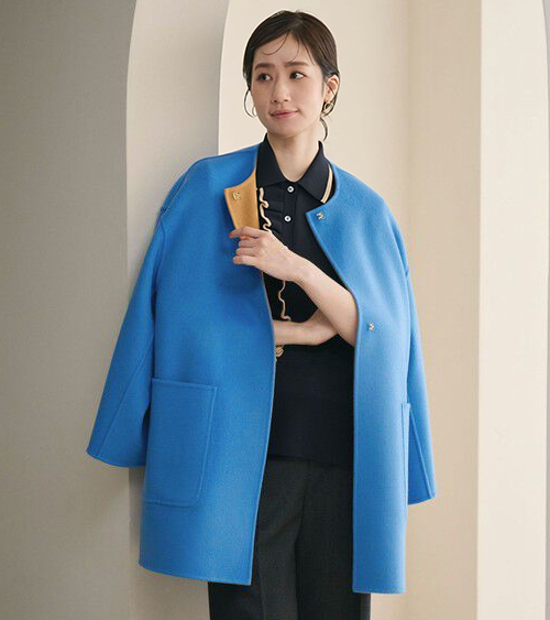 【ユナイテッドアローズ】バイカラー リバー ミドルコート　COBALT