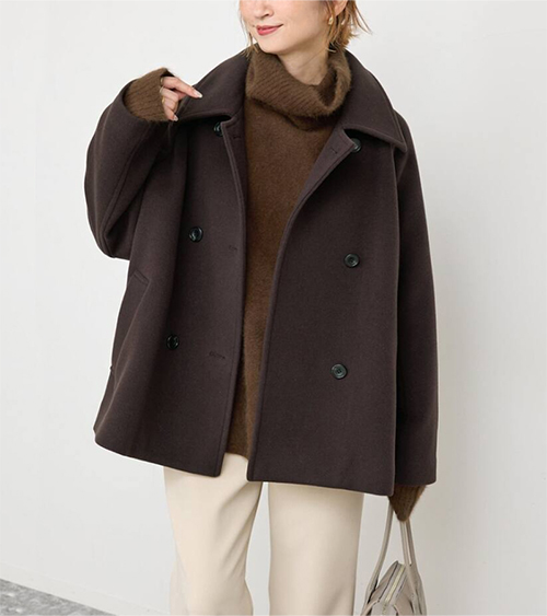 【スピック アンド スパン】S160スタンドカラーショートコート　ブラウン