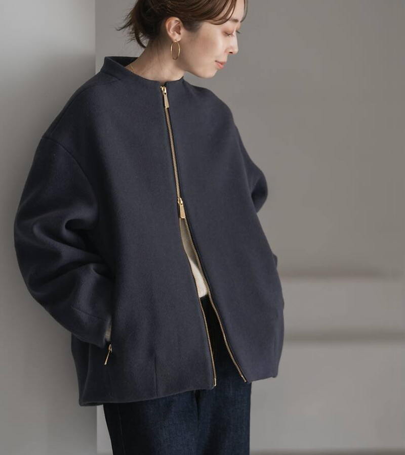 【ノーブル】MTRレイズドネックジップコート