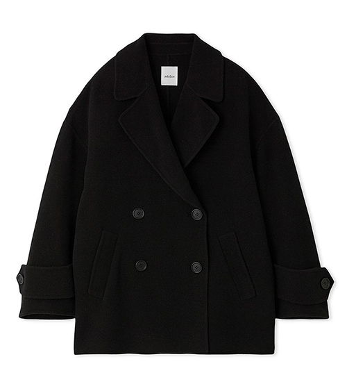 【ミラオーウェン】woolコクーンシルエットピーコート　BLK