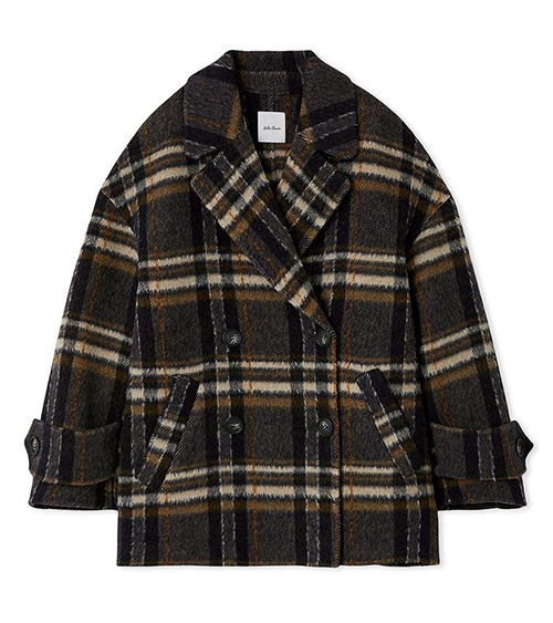 【ミラオーウェン】woolコクーンシルエットピーコート　CHECK