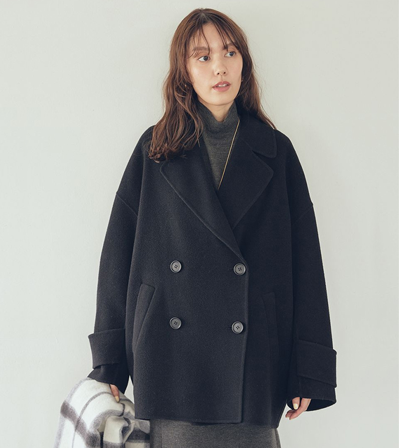 【ミラオーウェン】woolコクーンシルエットピーコート