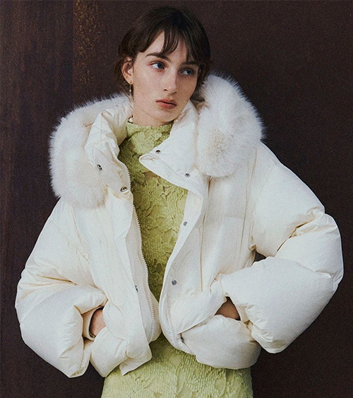 【フレイ アイディー】フードファーショートダウンコート　WHT