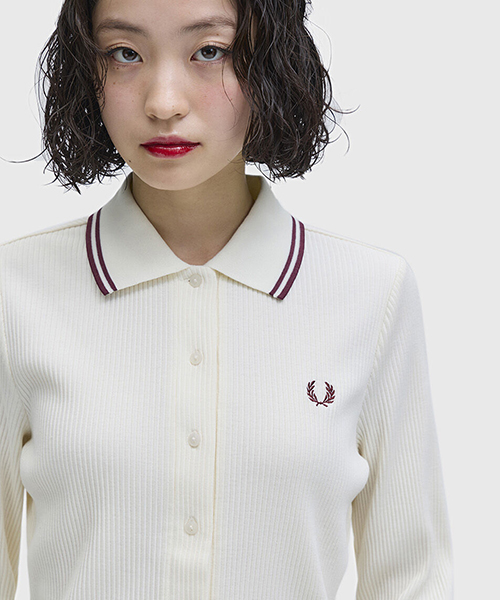 フレッドペリー　Button Through Rib Polo Shirt