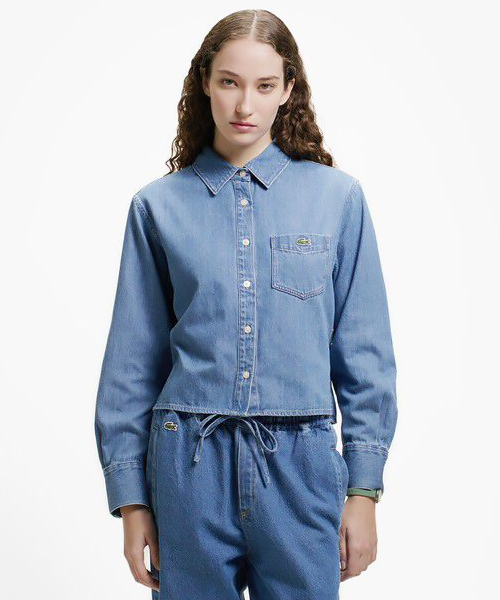 ラコステ　デニムクロップドシャツ