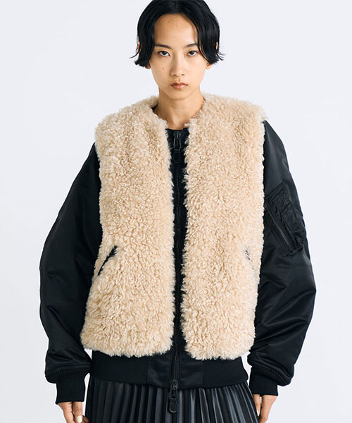 【トゥモローランド】【別注】HYKE FAUX SHEARLING TYPE MA-1JACKET