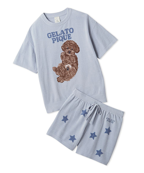 【ジェラート ピケ】【ONLINE限定】ドッグジャガードプルオーバー&ショートパンツセット