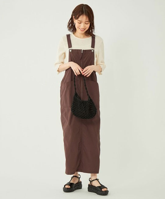 【green label relaxing】＜LAND＆WATER＞MFG コットン ナイロン ジャンパースカート -撥水・UVカット-