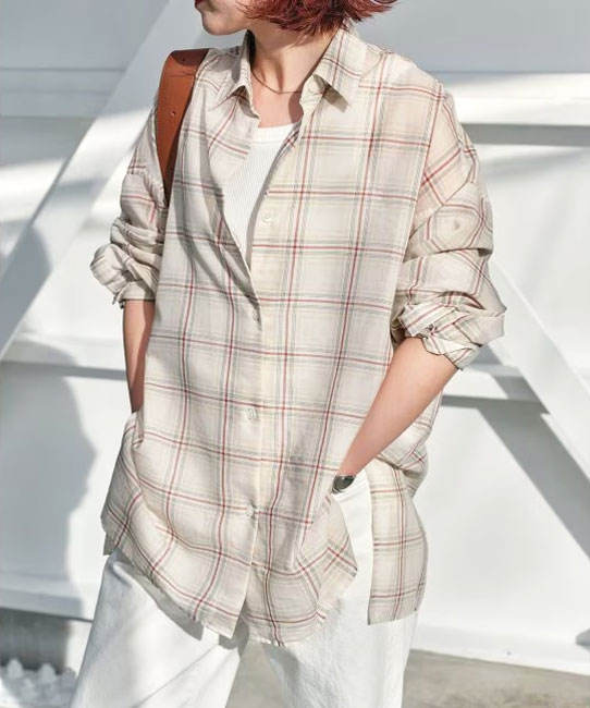 【Spick & Span】シアーチェック2WAYシャツ