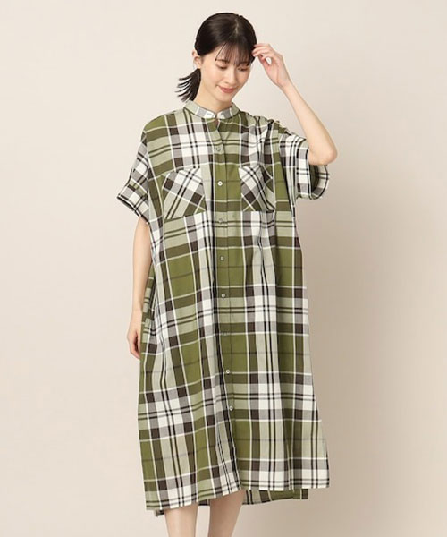 アソート柄ロングシャツワンピース