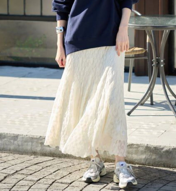 《WEB限定/追加》レースランダムフレアスカート