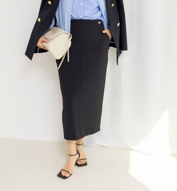 ウォッシャブルニットジョーゼットタイトスカート