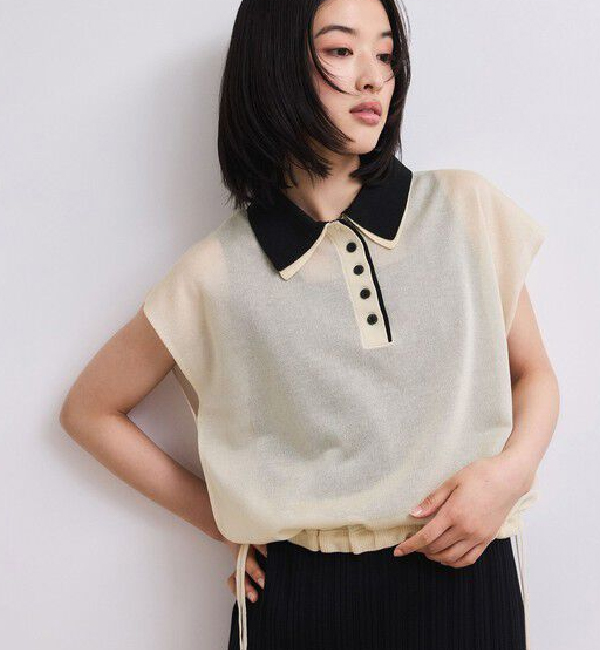 【WEB限定】ダブルカラーポロニットプルオーバー