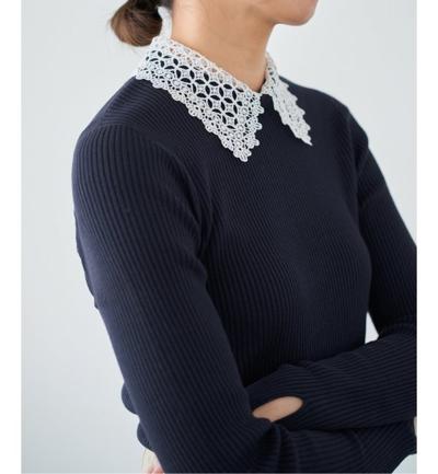 IENA/《予約》レース襟 RIBホールガーメントプルオーバー