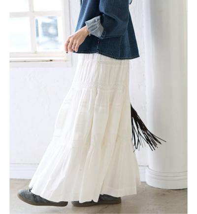 インドボイルレースティアードスカート